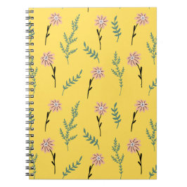 Geel bloemen minimalistisch patroon notitieboek