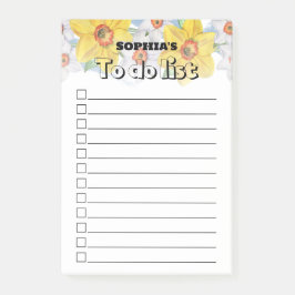 Geel Bloemen Naam checkbox Blank om lijst te doen Post-it® Notes