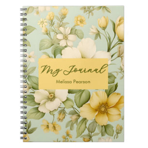 Geel Bloemen Roze Blauw Waterverf Wilde Bloemen Notitieboek