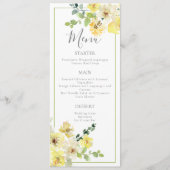 Geel Bloemen Salie Groen Zomer Bruiloft Diner Menu (Voorkant)