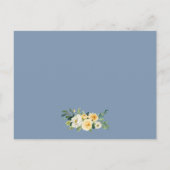 Geel Bloemen Stoffig Blauw Bruiloft Inzetstuk Kaar Briefkaart (Achterkant)