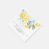 Geel Bloemen Stoffig Blauw Waterverf Bruiloft Servet (Hoek)