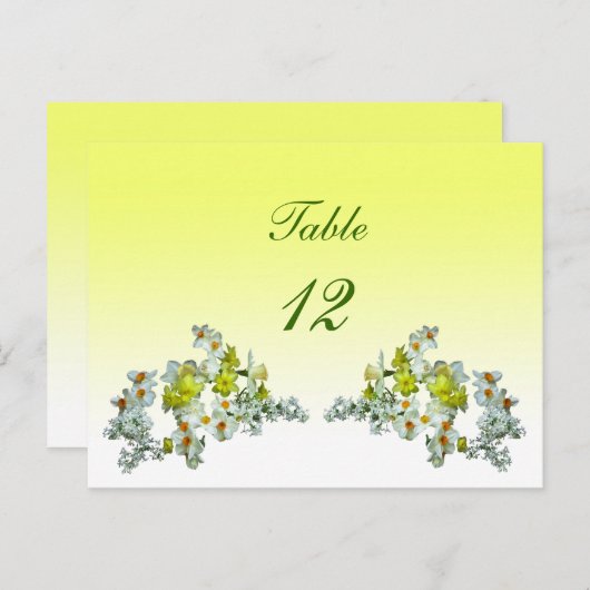 Geel Bloemen Tafelnummer (Voorkant / Achterkant)