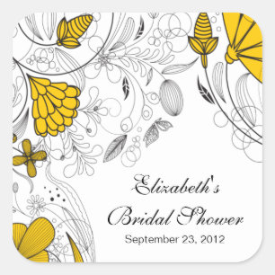 Geel Bloemen Vrijgezellenfeest Favor Sticker