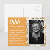 Geel Bloemen Vrouwen 80e Verjaardag Foto Uitnodiging Briefkaart (Voorkant / Achterkant)