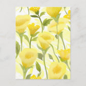 Geel Bloemen Waterverf Schilderij Briefkaart (Voorkant)