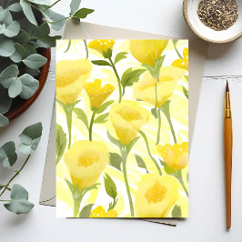 Geel Bloemen Waterverf Schilderij Briefkaart