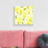Geel Bloemen Waterverf Schilderij Canvas Afdruk (Insitu (Woonkamer))