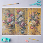 Geel Bloemen Weefseldocument voor Breedborden Tissuepapier (Craft)