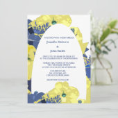 Geel Bloemen Wit Blauw Custom Artsy Arch Bruiloft Kaart (Staand voorkant)