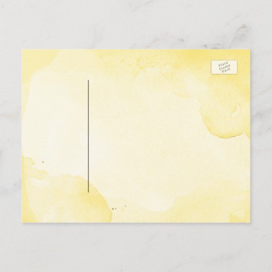 Geel Bloemen Zacht Blauw Bewaar de Datum Aankondigingskaart (Achterkant)