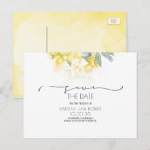 Geel Bloemen Zacht Groen Sla de Datum op Aankondigingskaart (Voorkant / Achterkant)