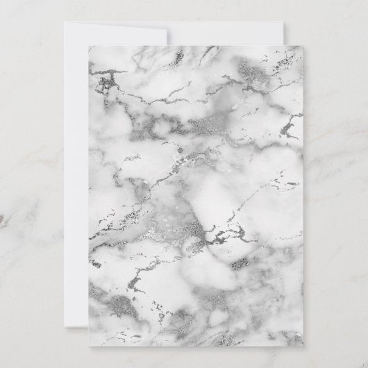 Geel Bloemen Zilver Marmer Foto Memorial Service Kaart (Achterkant)