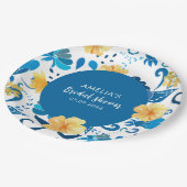 Geel Bloemenblauw Italiaans vrijgezellenfeest Papieren Bordje (Gekanteld)