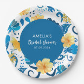 Geel Bloemenblauw Italiaans vrijgezellenfeest Papieren Bordje (Voorkant)