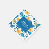 Geel Bloemenblauw Italiaans vrijgezellenfeest Servet (Hoek)