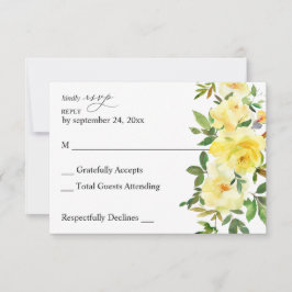 Geel Bloemendesign geen maaltijd RSVP-kaart RSVP Kaartje
