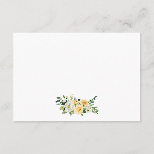 Geel Bloemengoud Bruiloft Details Invoegen Kaart (Achterkant)