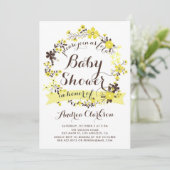  geel bloemenkrans Baby shower Kaart (Staand voorkant)