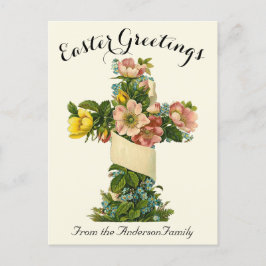 Geel Bloemenkruis  Paasreligieus Briefkaart