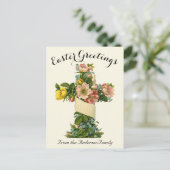 Geel Bloemenkruis Paasreligieus Briefkaart (Staand voorkant)