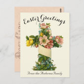 Geel Bloemenkruis Paasreligieus Briefkaart (Voorkant / Achterkant)