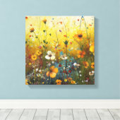 Geel Bloemenkunst Landschapsontwerp Canvas Afdruk (Insitu (Houten vloer))