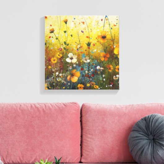 Geel Bloemenkunst Landschapsontwerp Canvas Afdruk (Insitu (Woonkamer))