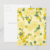  geel bloemenpatroon illustratie briefkaart (Voorkant / Achterkant)