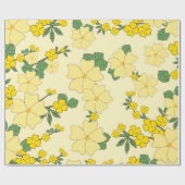  geel bloemenpatroon illustratie cadeaupapier (Vlak)