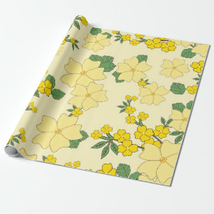  geel bloemenpatroon illustratie cadeaupapier