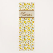 Geel Bloemenpatroon Monogram Naam Yogamat (Voorkant)