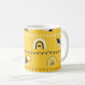  geel bloemenregenboogpatroon koffiemok (Voorkant rechts)