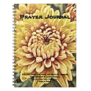 Geel bloemetjesblad Prayer Journal psalm 86:5 Notitieboek