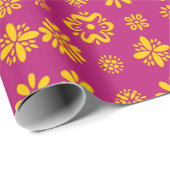 Geel bloemetjespapier cadeaupapier (Rol Hoek)