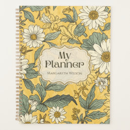 Geel Bloemig Agenda Planner Student Schrijfboek