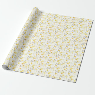 Geel bloemig bruids baby shower cadeaupapier