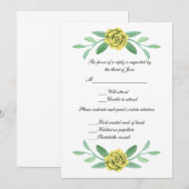 Geel bloemig groen blad Bruiloft Reactie Kaart (Voorkant / Achterkant)