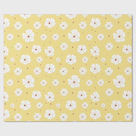 Geel bloemig inpakpapier (Vlak)