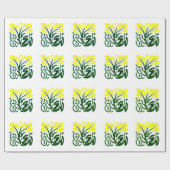 Geel bloemig inpakpapier (Vlak)