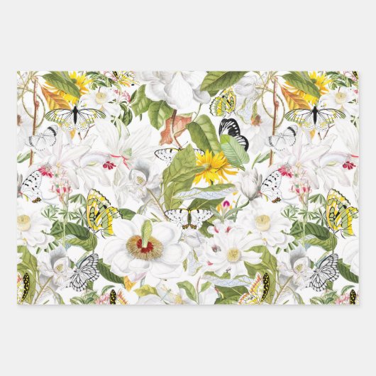 Geel bloemig inpakpapier, Amaryllis print Inpakpapier Vel (Voorkant 2)