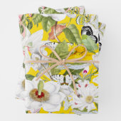 Geel bloemig inpakpapier, Amaryllis print Inpakpapier Vel (In situ)