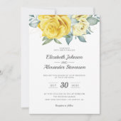 Geel bloemig klassieke groen zomerse bruiloft kaart (Voorkant)