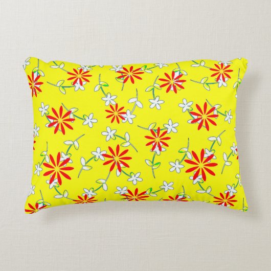 Geel Bloemig Paarse Monogram 4Ruth Accent Kussen (Voorkant)