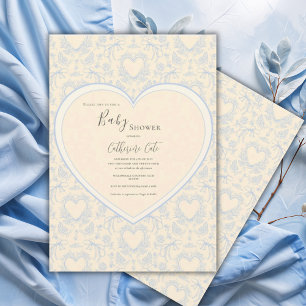 Geel Bloemig Wizig Hart Baby Shower  Kaart