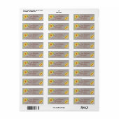 Geel bloemig zonnebloem linnen adreslabel etiket (Full Sheet)