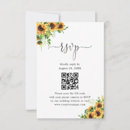 Geel bloemige trouwwebsite QR-code RSVP Kaartje