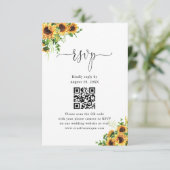 Geel bloemige trouwwebsite QR-code RSVP Kaartje (Staand voorkant)