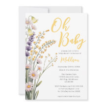 Geel bloemige wilde bloemen baby shower