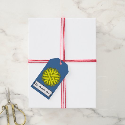 Geel bloemlint door Kenneth Yoncich Cadeaulabel (Met Touw)